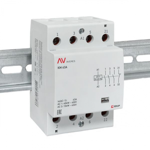 Контактор модульный КМ 63А 3NO+1NC 230В AC (3 мод.) AVERES EKF km-av-3-63-31-230V фото 2