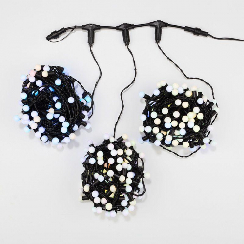 Гирлянда светодиодная "LED ClipLight-Мультишарики" 3 нити х20м 399LED RGB 25Вт 24В IP65 свечение с динамикой трансф. в компл. провод ПВХ темн. зел. Neon-Night 323-619 фото 2