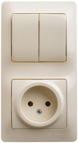 Блок комбинированный Glossa (розетка + 2-кл. выкл.) беж. SE GSL000272 Блок комбинированный Glossa (розетка + 2-кл. выкл.) беж. SE GSL000272