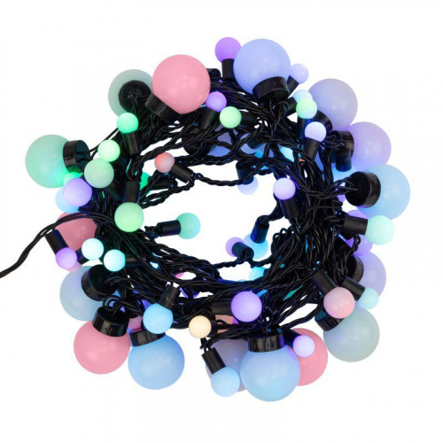 Гирлянда светодиодная "Мультишарики" 10м d17.5мм d23мм d45мм 80LED RGB 10Вт 220-240В IP65 провод ПВХ черн. Neon-Night 303-589 фото 2