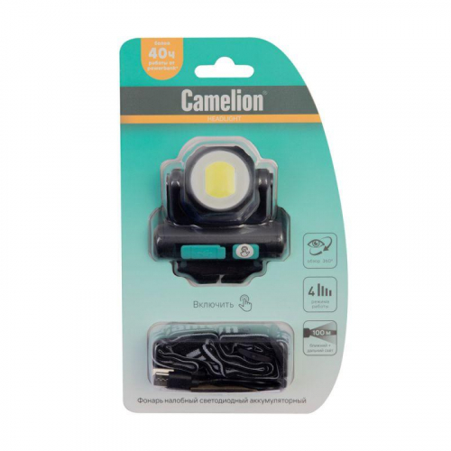 Фонарь налобный LED53402 аккум. 3.7В COB+LED 3.5Вт 4 реж. Type-C блист черн. Camelion 15751 фото 10 Фонарь налобный LED53402 аккум. 3.7В COB+LED 3.5Вт 4 реж. Type-C блист черн. Camelion 15751 фото 10