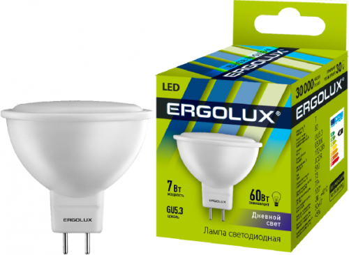 Лампа светодиодная LED-JCDR-7W-GU5.3-6500K 7Вт JCDR рефлектор 6500К холод. бел. 180-240В Ergolux 12881 фото 2