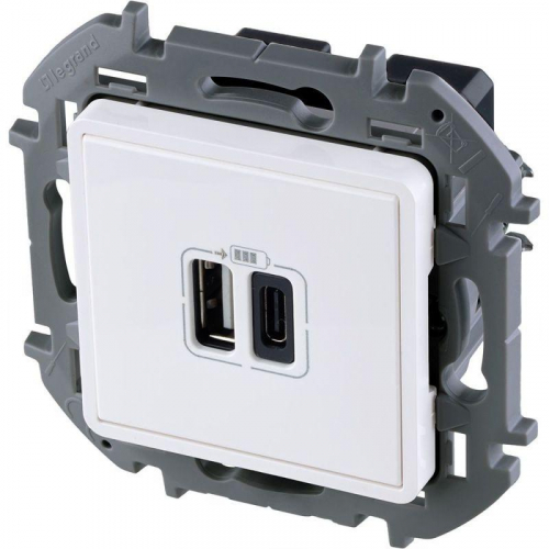 Устройство зарядное Inspiria с 2-мя USB разьемами A и C 240В/5В 3000мА бел. IEK 673760 фото 2 Устройство зарядное Inspiria с 2-мя USB разьемами A и C 240В/5В 3000мА бел. IEK 673760 фото 2