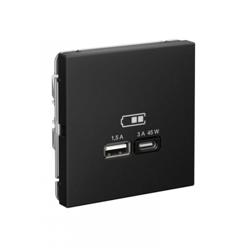 Розетка USB ArtGallery тип A+C 45Вт QC PD высокоскор. ЗУ механизм карбон SE GAL001029 фото 5 Розетка USB ArtGallery тип A+C 45Вт QC PD высокоскор. ЗУ механизм карбон SE GAL001029 фото 5