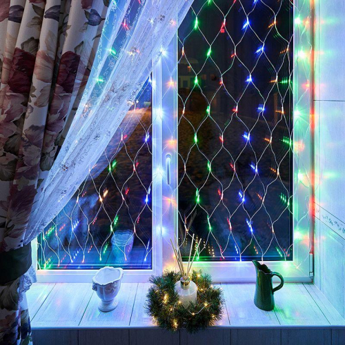 Гирлянда светодиодная "Сеть" 1.5х1.5м 150LED мультиколор 12Вт 220-240В IP20 с контроллером 8 режимов провод ПВХ прозр. Neon-Night 215-129 фото 4 Гирлянда светодиодная "Сеть" 1.5х1.5м 150LED мультиколор 12Вт 220-240В IP20 с контроллером 8 режимов провод ПВХ прозр. Neon-Night 215-129 фото 4