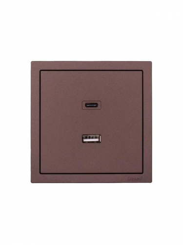 Розетка СП ZIMA IP20 Type-C + USB механизм шоколад LEZARD 704-7388-192TC фото 3 Розетка СП ZIMA IP20 Type-C + USB механизм шоколад LEZARD 704-7388-192TC фото 3