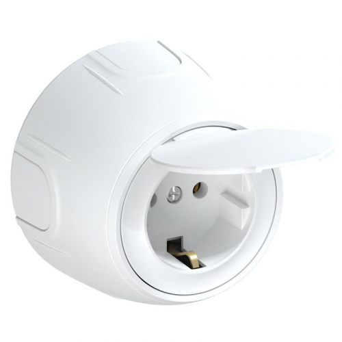 Розетка Rotondo с заземл. с защ. крышкой винтов. контакты бел. OneKeyElectro 7700946 фото 2