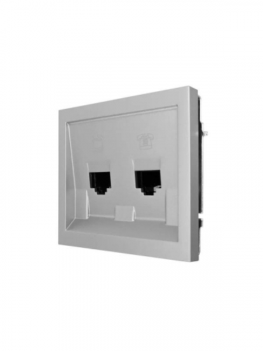 Розетка компьютер+телефон СП ZIMA IP20 с модулем Cat 6 сер. матов. LEZARD 704-7488-144 фото 2
