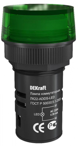 Лампа коммутационная ADDS ЛК-22 d22мм 220В зел. LED DEKraft 25002DEK Лампа коммутационная ADDS ЛК-22 d22мм 220В зел. LED DEKraft 25002DEK