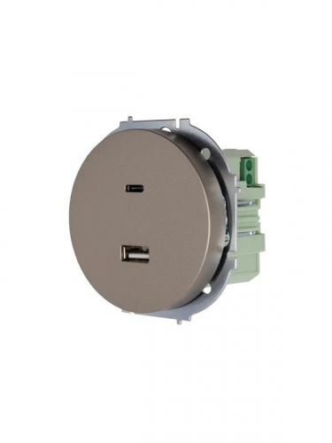 Розетка 1-м СП OSEN TC+ USB разъем механизм титан LEZARD 743-3788-192TC фото 2
