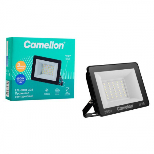 Прожектор светодиодный LFL-3004 C02 LED SMD 30Вт IP65 6500К 3000лм 230В 131х118х30 черн. Camelion 16331 фото 4 Прожектор светодиодный LFL-3004 C02 LED SMD 30Вт IP65 6500К 3000лм 230В 131х118х30 черн. Camelion 16331 фото 4