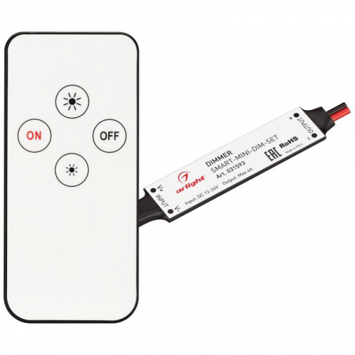 Диммер SMART-MINI-DIM-SET 12-24В 1х4А ПДУ 4 кнопки IR IP20 пластик Arlight 031593 Диммер SMART-MINI-DIM-SET 12-24В 1х4А ПДУ 4 кнопки IR IP20 пластик Arlight 031593