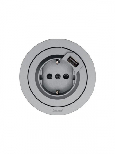 Розетка 1-м СП OSEN с заземл. + USB разъем механизм сер. матов. LEZARD 743-7488-181 фото 4
