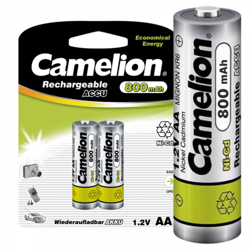 Аккумулятор AA/R6 800мА.ч NI-CD BL-2 металлик (блист.2шт) Camelion 2202