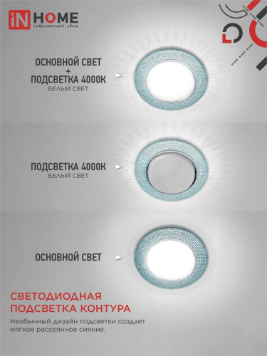 Светильник точечный GX53R-R22L-crystal GX53 IP20 230В встраив. с подсветкой голуб./хром. IN HOME 4690612016535 фото 5