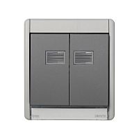 Рамка 1-м Simon44 Aqua с коробкой и двойной клавиш. с подсветкой сер. Simon 4400026-035