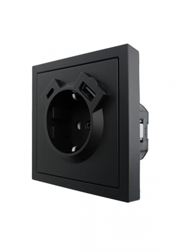 Розетка 1-мест. с/з Type-C+USB разъем СП ZIMA IP20 черн. бархат LEZARD 704-4288-181TC фото 2