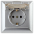 Розетка 1-м СП Solo 4-203-03 16А 250В IP20 2P+E Schuko с заземл. защ. крышка алюм. Intro Б0053659