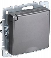 Розетка BRITE РСбш10-3-БрС 16А IP20 с заземл. защ. шторки с крышкой механизм сталь IEK BR-R16-16-K46