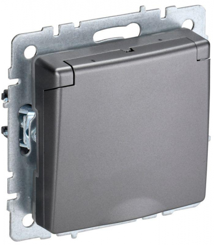 Розетка BRITE РСбш10-3-БрС 16А IP20 с заземл. защ. шторки с крышкой механизм сталь IEK BR-R16-16-K46 Розетка BRITE РСбш10-3-БрС 16А IP20 с заземл. защ. шторки с крышкой механизм сталь IEK BR-R16-16-K46