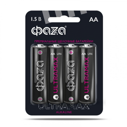 Элемент питания алкалиновый AA/LR6 1.5В ULTRAMAX LR6UM-B4 BL-4 (уп.4шт) ФАZА 5043022 Элемент питания алкалиновый AA/LR6 1.5В ULTRAMAX LR6UM-B4 BL-4 (уп.4шт) ФАZА 5043022
