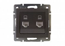 Розетка компьютерная 2-м Rain RJ45 механизм матов. черн. графит LEZARD 703-4188-141